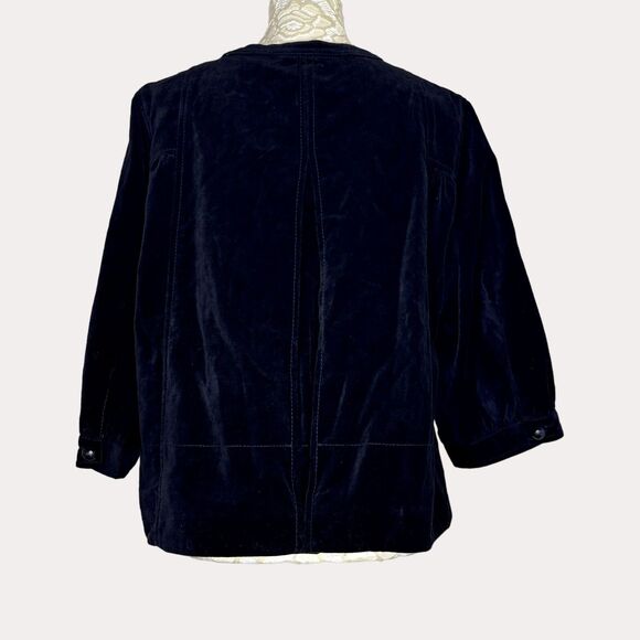 Elevenses Anthropologie Velvet Button Front Jacket Black 4 bv - Picture 3 of 7